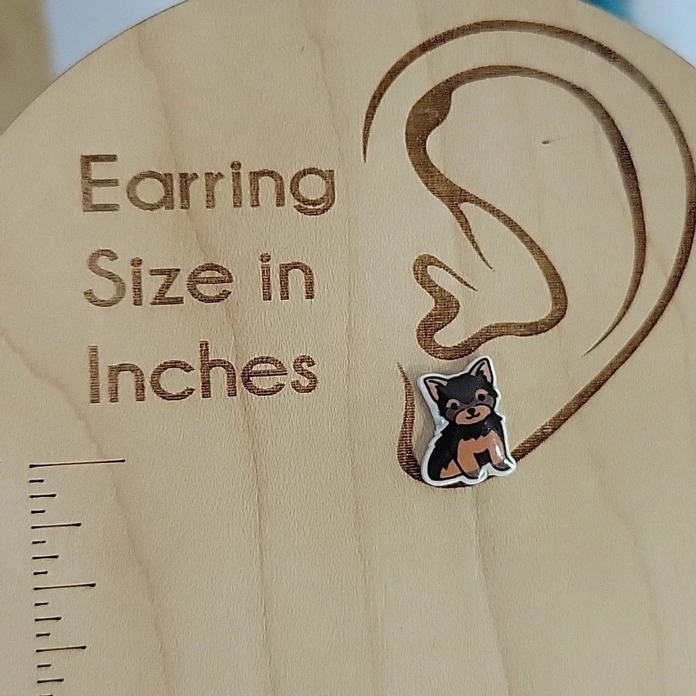 🔥LAST PAIR🔥 Yorkshire Terrier Cartoon Stud Earrings, Biewer Terrier, mo